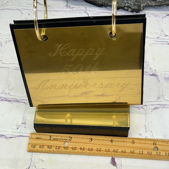 Vintage ‘HAPPY 50th ANNIVERSARY’ Golden Brass-Plated Photo Album Memoir Gift - Picture 10 of 13